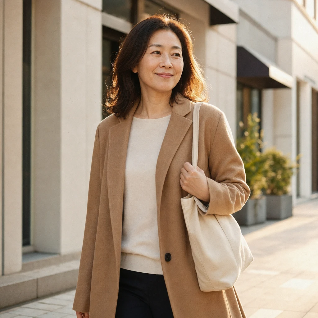 상담을 마치고 편안한 표정으로 거리를 걷는 여성